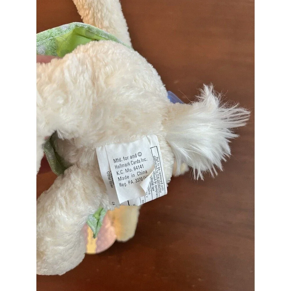 Hallmark Ginger Sweets Bunny Plush Doll White/Green Pink Bow Washable Small 0042